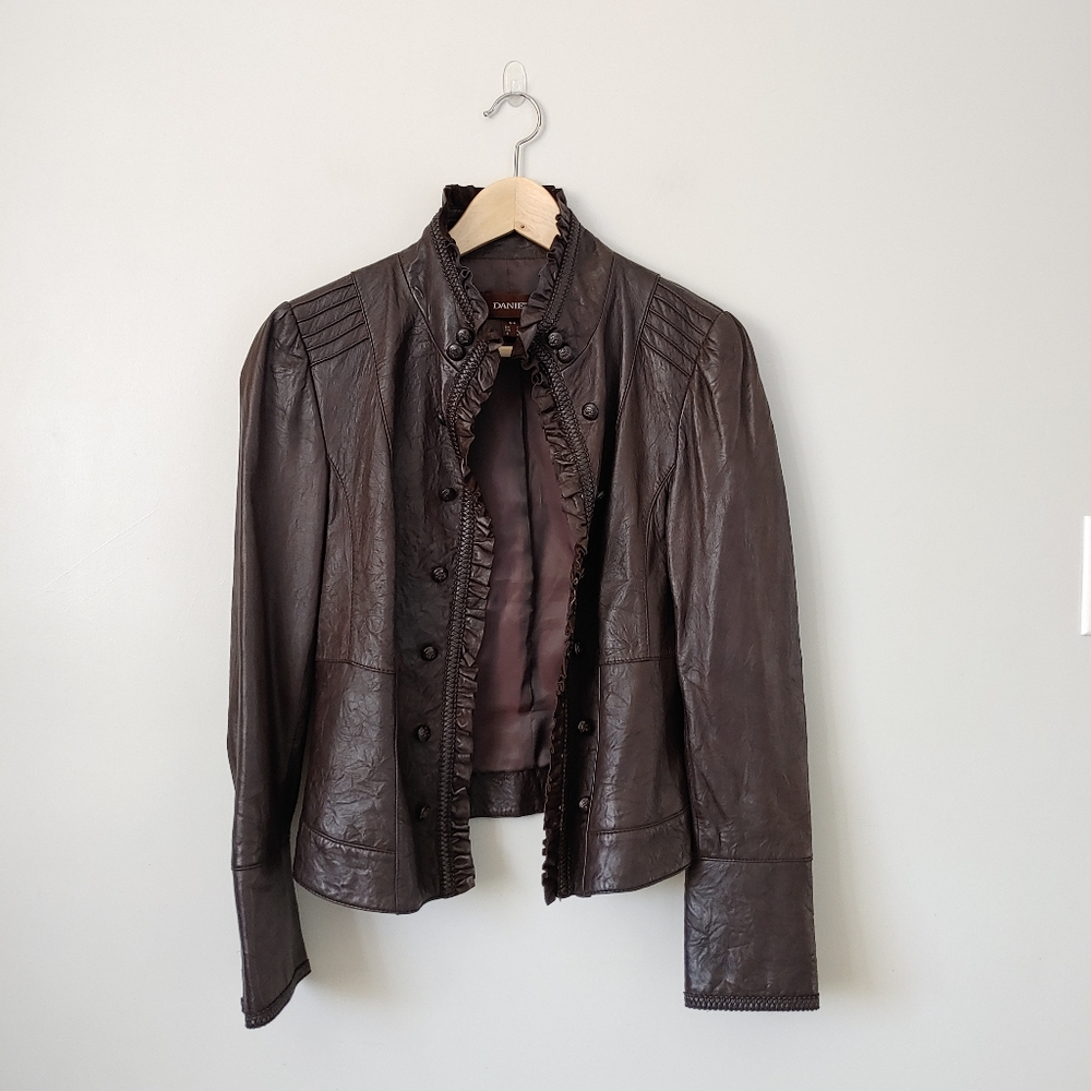 Danier Leather Jacket Dark Brown Size Small